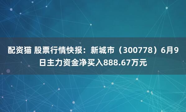 配资猫 股票行情快报：新城市（300778）6月9日主力资金净买入888.67万元