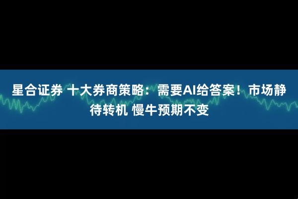 星合证券 十大券商策略：需要AI给答案！市场静待转机 慢牛预期不变